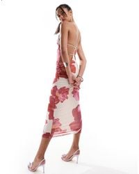 ASOS - Halter Midi Dress With Extreme Cut Out Back Detail - Lyst