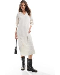 ONLY - Polo Neck Knitted Midi Dress - Lyst