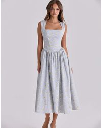 House Of Cb - Emmy Wildflower Print Cotton Midi Sundress - Lyst