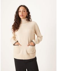 Threadbare - Turtleneck Jumper With Pocket Front Detail And Contrast Stitching - Lyst