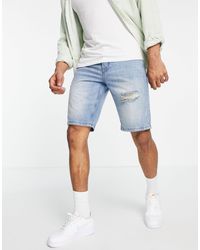 Only & Sons - Loose Fit Denim Shorts With Rips - Lyst