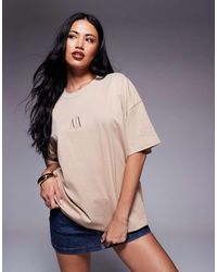 ARMANI EXCHANGE - T-Shirt Color Cuoio Con Logo Al Centro - Lyst