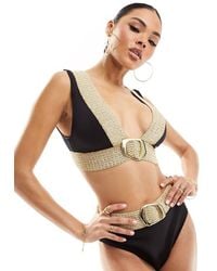 River Island - High Waist Elastic Buckle Detail Bikini Bottom - Lyst