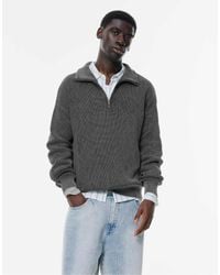 Pull&Bear - Maglione Mélange Con Zip Corta - Lyst