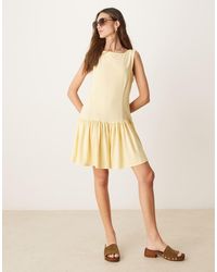 ASOS - Linen Blend Drop Waist Mini Dress - Lyst