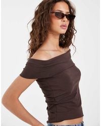 Pieces - Top Van Jersey Met Blote Schouders En Omslag - Lyst