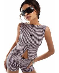 Reclaimed (vintage) - Gingham Tank Co-Ord With Bows - Lyst