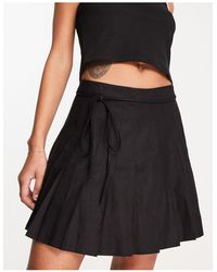 Weekday - Wrap Linen Blend Pleated Mini Skirt - Lyst