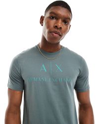 Armani Exchange - T-shirt ajusté avec logo sur la poitrine - foncé - Lyst