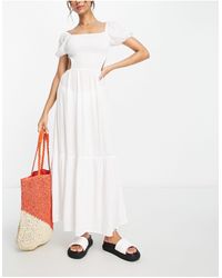esmé studios - Esmee Exclusive Puff Sleeve Beach Summer Maxi Dress With Shirring Detail - Lyst