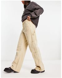 Bershka - Pantaloni cargo color sabbia a fondo ampio - Lyst