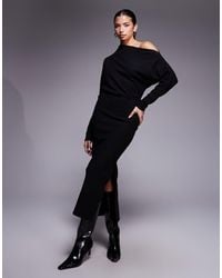 ASOS - Supersoft Long Sleeve Fallen Shoulder Midi Dress - Lyst