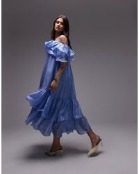 & Other Stories - Midaxi Dress With Off Shoulder And Double Ruffle Detail - Lyst