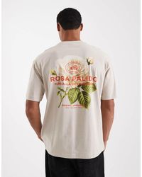 Only & Sons - Ruimvallend T-Shirt Met Roosprint Op De Achterkant - Lyst