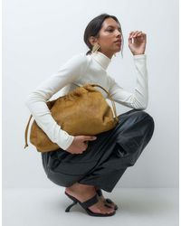 ASOS - Hair On Leather Drawstring Pouch Clutch Bag With Detachable Strap - Lyst