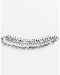 Reclaimed (vintage) Inspired - Choker-halsketting Met Duizendpoot Van Gepolijst Zilver - Metallic