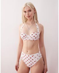 Reclaimed (vintage) - – bügel-bikinioberteil mit ziernähten und retro-herzchenmuster - Lyst