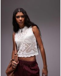 TOPSHOP - Knitted Scallop Edge Stitchy Tank Top - Lyst