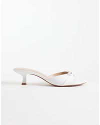 Mango - Faux Leather Bow Detail Heeled Mule - Lyst