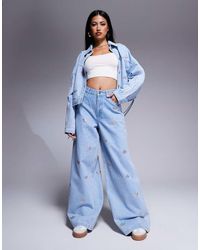 adidas Originals - Denim Jeans With Rhinestone Embellishment - Lyst