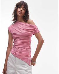 TOPSHOP - Asymmetric One Shoulder Top - Lyst