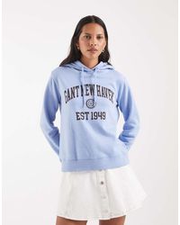 GANT - Sudadera Azul Cielo Con Capucha Y Logo De Estilo Universitario - Lyst