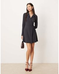 Glamorous - V Neck Long Sleeves Wrap Dress - Lyst