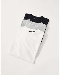 ASOS - Pack De 3 Camisetas De Color Negro, Blanco Y Gris Jaspeado Básicas Extragrandes Con Cuello Redondo De - Lyst