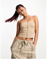 Collusion - Bandeau Bengaline Hook And Eye Corset - Lyst