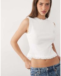 ASOS - Ribbed With Frill Tank Top - Lyst