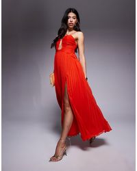 ASOS - Plunge Wi Bodice Pleated Skirt Cami Maxi Dress - Lyst