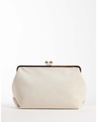 ASOS - Bolso Clutch Extragrande De Tejido Efecto Terciopelo Con Estructura De -Blanco - Lyst