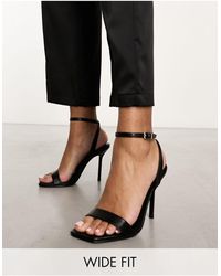 ASOS - Wide fit - nali - sandales à talon minimalistes en similicuir - Lyst