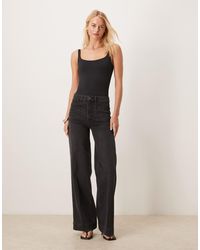 ASOS - Asos Design Tall High Waist Wide Leg Jeans With Front Pockets - Lyst