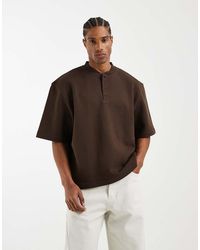 ASOS - Relaxed Henley With 3/4 Sleeve - Lyst