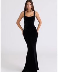 House Of Cb - Yasmina Velvet Hourglass Maxi Dress - Lyst