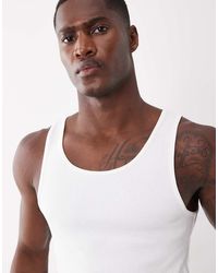 ASOS - Muscle Fit Ribbed Tank With Mid Scoop - Lyst