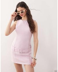 Miss Selfridge - Boucle Mini Dress With Belt - Lyst