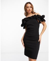 Y.A.S - Ruffle Off Shoulder Stretch Bodycon Mini Dress - Lyst
