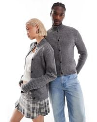 Reclaimed (vintage) - – gerippter, geknöpfter unisex-strickpullover mit stehkragen - Lyst