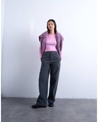 TOPSHOP - Faux Suede Wide Leg Trouser With Seam Detail - Lyst