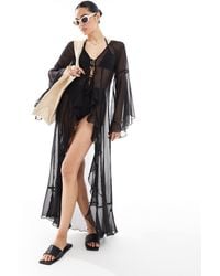 Miss Selfridge - Beach Chiffon Maxi Kimono Cover Up - Lyst