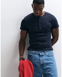 Collusion - Rib Muscle Short Sleeve Henley T-shirt Top - Lyst