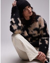 TOPSHOP - Knitted High V-neck Fluffy Cardigan Dress - Lyst