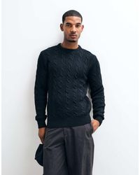 French Connection - Crew Neck Cable Knit Jumper - Lyst