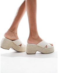 ASOS - – toy – keilabsatzsandalen aus naturstoff mit überkreuzten riemen - Lyst
