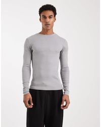 ASOS - – langärmliges, geripptes basic-muskelshirt - Lyst
