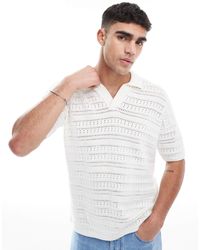Only & Sons - Polo en maille ajourée avec épaules tombantes et col fendu - Lyst
