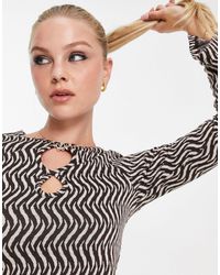 New Look - Knitted Cut Out Swirl Long Sleeve Top - Lyst