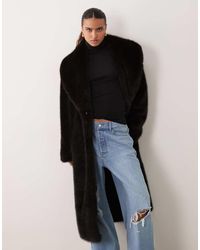 ASOS - Longline Funnel Neck Faux Fur Coat - Lyst